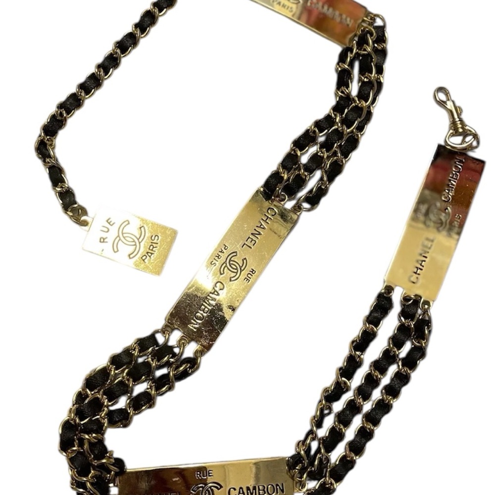 CHANEL Runway 24K Gold Plated Chain Black Leather Medallion Belt 1995 Year - Picture 8 of 8